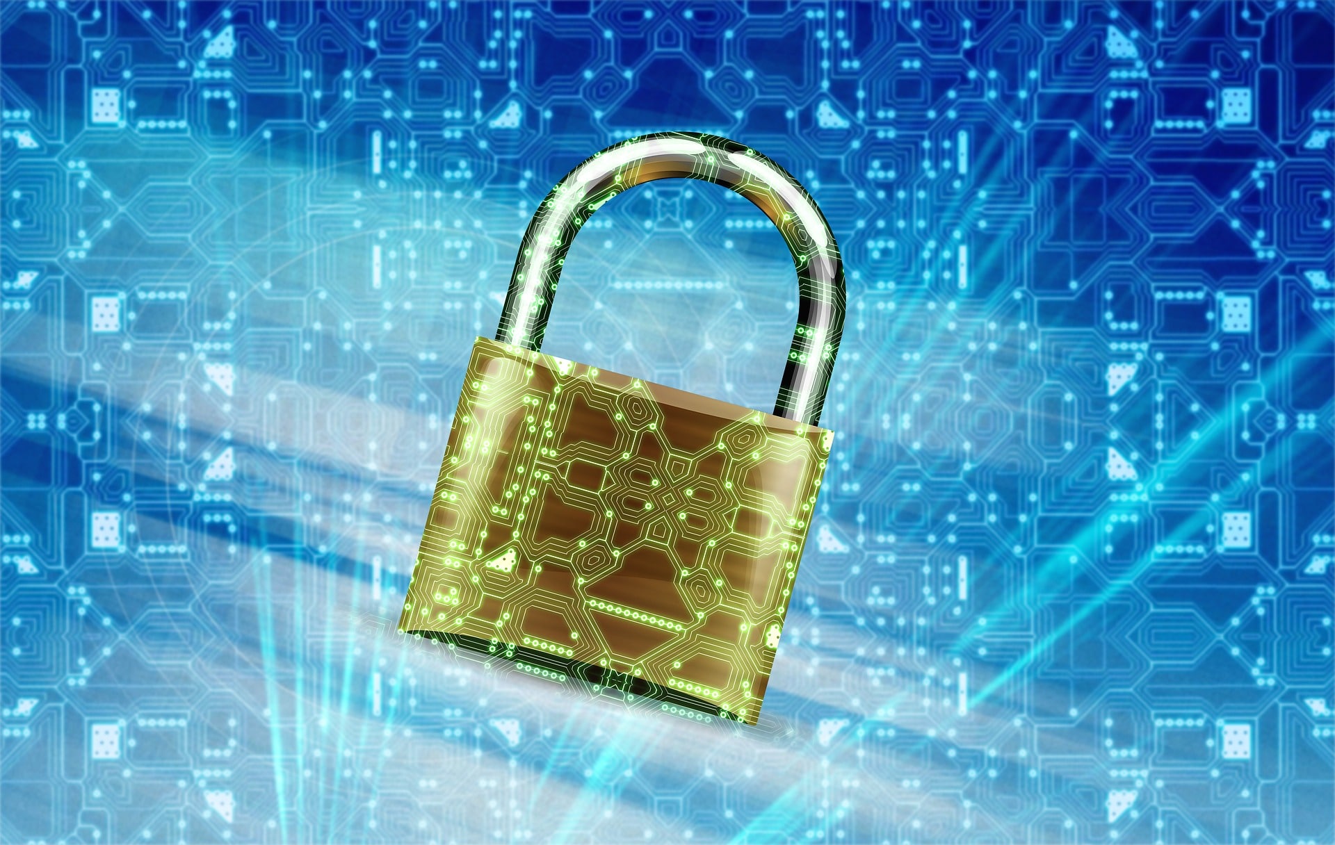 Image of a padlock securing data.